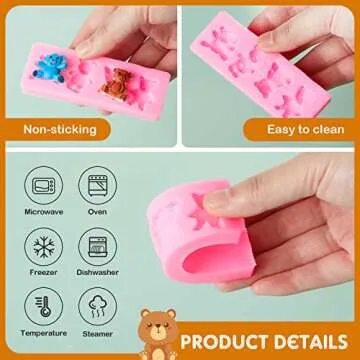 5 Pcs Bear Silicone Fondant Molds For Chocolate Candy 3D Cake Mold Cute Candy Molds Candy Making Supplies DIY Chocolate Candy Baking Tools for Cupcakes Sugar Craft Cookies Soap Epoxy Crafts, Clay