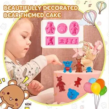 5 Pcs Bear Silicone Fondant Molds For Chocolate Candy 3D Cake Mold Cute Candy Molds Candy Making Supplies DIY Chocolate Candy Baking Tools for Cupcakes Sugar Craft Cookies Soap Epoxy Crafts, Clay
