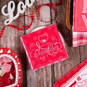 Whaline Valentine's Day Kitchen Towels Set - 3 Pack Plaid Design