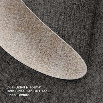 Myir JUN Round Placemats Dual Sided, Faux Leather Place Mats Set of 6 Indoor Placemats for Dining Table Outdoor Placemats Non-Slip Washable Table Mats (Gray Cream-White, Set of 6)