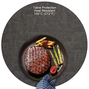 Myir JUN Round Placemats Dual Sided, Faux Leather Place Mats Set of 6 Indoor Placemats for Dining Table Outdoor Placemats Non-Slip Washable Table Mats (Gray Cream-White, Set of 6)