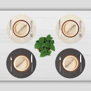 Myir JUN Round Placemats Dual Sided, Faux Leather Place Mats Set of 6 Indoor Placemats for Dining Table Outdoor Placemats Non-Slip Washable Table Mats (Gray Cream-White, Set of 6)