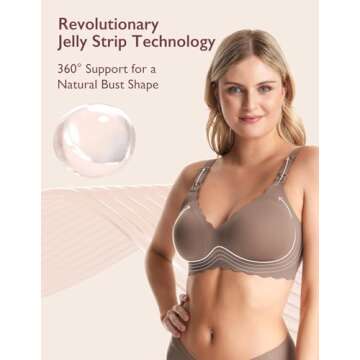 Momcozy Nursing Bras for Breastfeeding, Seamless Pregnancy Maternity Bra Wireless Classic Jelly Strip Support Nursing Bra Dark Brown