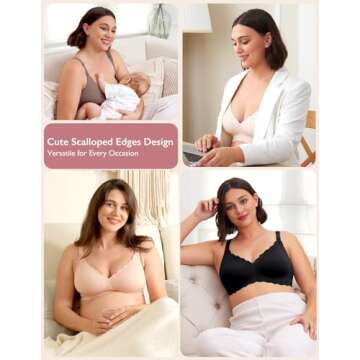 Momcozy Nursing Bras for Breastfeeding, Seamless Pregnancy Maternity Bra Wireless Classic Jelly Strip Support Nursing Bra Dark Brown