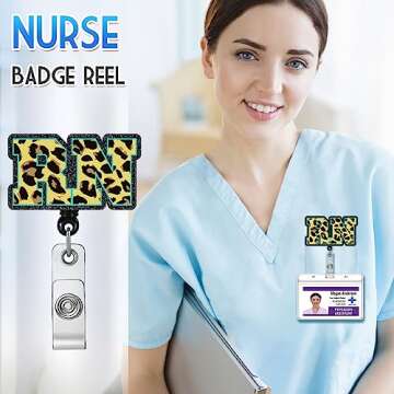 Plifal RN Badge Reel Holder Retractable with ID Clip for Nurse Nursing Name Tag Card Cute Medical As...