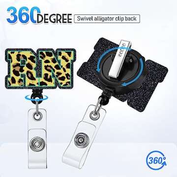 Plifal RN Badge Reel Holder Retractable with ID Clip for Nurse Nursing Name Tag Card Cute Medical Assistant Funny Accessories with Alligator Clip for Hospital Student Work Office