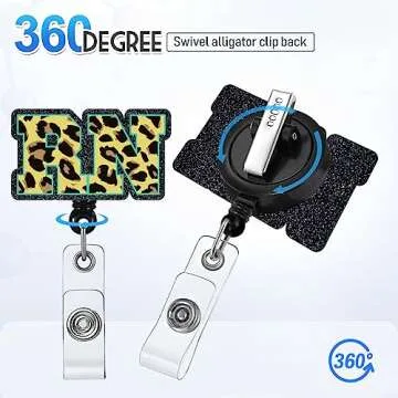 Plifal RN Badge Reel Holder Retractable with ID Clip for Nurse Nursing Name Tag Card Cute Medical Assistant Funny Accessories with Alligator Clip for Hospital Student Work Office