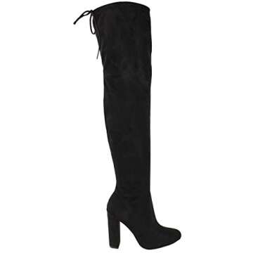 Fashion Thirsty Womens Thigh High Boots Over The Knee Party Stretch Block Mid Heel Size