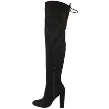 Fashion Thirsty Womens Thigh High Boots Over The Knee Party Stretch Block Mid Heel Size