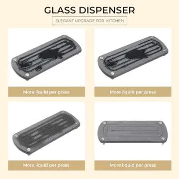 [Luxury] Kitchen Soap Dispenser Set - 16OZ Black Glass Bottle, Stainless Steel Pump, Instant Dry Tray, Waterproof Labels, Non-Slip Silicone Pad, and Dish Brush | Upgrade for Your Kitchen and Bathroom
