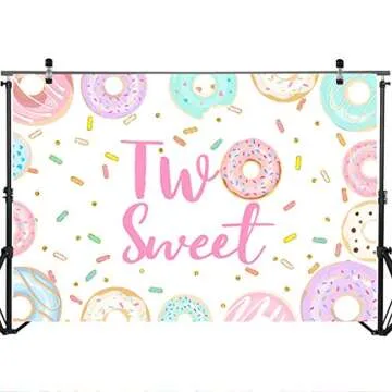 Mocsicka Two Sweet Donut Birthday Backdrop 7x5ft