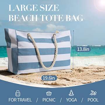Large Waterproof Beach Bag for Women - Stylish Summer Tote