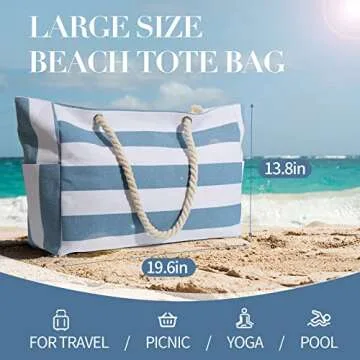 Large Waterproof Beach Bag for Women - Stylish Summer Tote