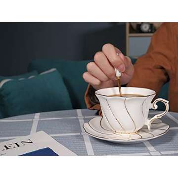 MSYSGQI Elegant European Style Coffee Cups Set with Gold Trim