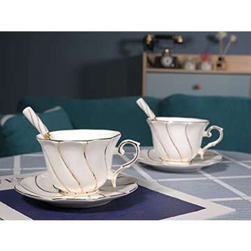MSYSGQI Elegant European Style Coffee Cups Set with Gold Trim