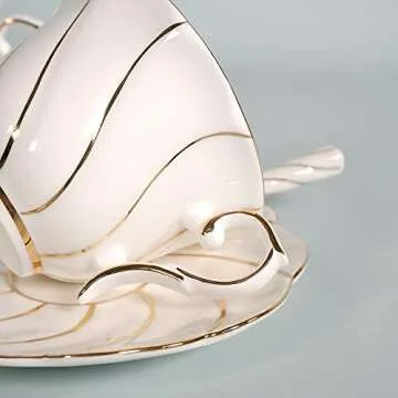 MSYSGQI Elegant European Style Coffee Cups Set with Gold Trim