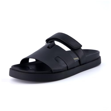 CUSHIONAIRE Women's Lotto Footbed Sandal - Vegan Leather, Comfort Design, Black 7
