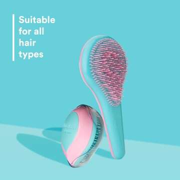 Michel Mercier Home and Travel Detangler Brush Set - Reduces Frizz and Breakage for Thick, Curly Hair - 2 Pc