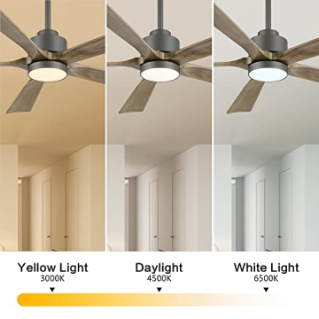 ELEHINSER 60" Modern Ceiling Fan with Light Remote Control