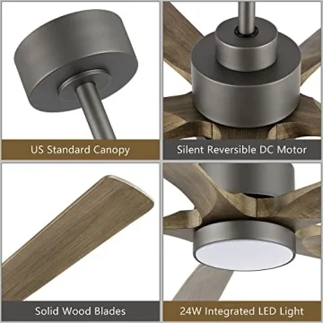 ELEHINSER 60" Modern Ceiling Fan with Light Remote Control