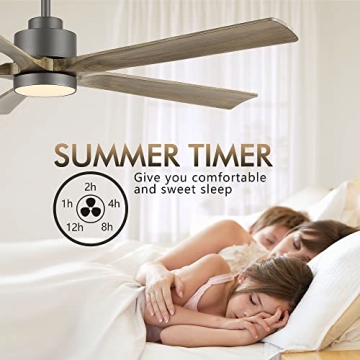 ELEHINSER 60" Modern Ceiling Fan with Light Remote Control