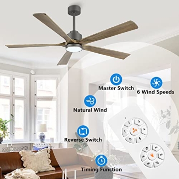 ELEHINSER 60" Modern Ceiling Fan with Light Remote Control