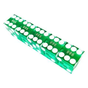 Yuanhe Set of 5 Grade AAA Precision 19mm Serialized Casino dice with Razor Edges and Corners - Green …