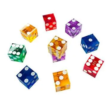 Yuanhe Set of 5 Grade AAA Precision 19mm Serialized Casino dice with Razor Edges and Corners - Green …