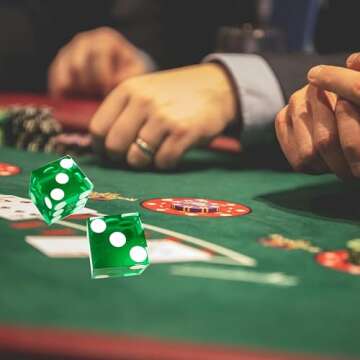 Yuanhe Set of 5 Grade AAA Precision 19mm Serialized Casino dice with Razor Edges and Corners - Green …