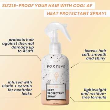 FoxyBae Heat Protectant Spray - Thermal Hair Styling Mist for Curling Iron & Blow Dryer - Prevents F...