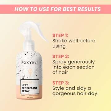 FoxyBae Heat Protectant Spray - Thermal Hair Styling Mist for Curling Iron & Blow Dryer - Prevents Frizz, Damage & Breakage, 8oz