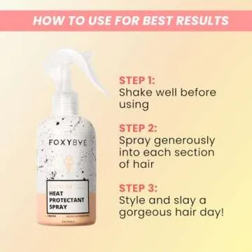 FoxyBae Heat Protectant Spray - Thermal Hair Styling Mist for Curling Iron & Blow Dryer - Prevents Frizz, Damage & Breakage, 8oz