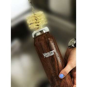 Healthy Human Water Bottle Cleaner 3-Piece Bamboo Long Brush Stainless Steel Cleaning Set