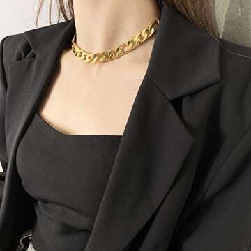 LecAit 18K Gold Figaro Choker Necklace for Women
