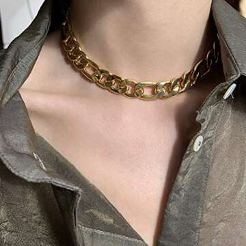 LecAit 18K Gold Figaro Choker Necklace for Women