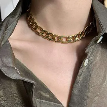 LecAit 18K Gold Figaro Choker Necklace for Women