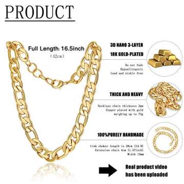 LecAit 18K Gold Figaro Choker Necklace for Women