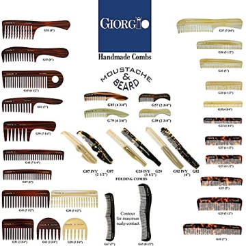 Giorgio G49 Large Hair Detangling Comb, Wide Teeth for Thick Curly Wavy Hair. Long Hair Detangler Comb For Wet and Dry. Handmade of Quality Cellulose, Saw-Cut, Hand Polished, White Tokyo (5.75")