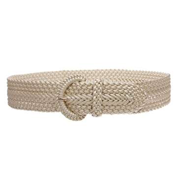 Hand Made Metallic Woven Braided Round Belt in Matt Gold