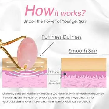 Rose Quartz Face Roller - Jade Roller Gua Sha Set Facial Massager Tools Skin Care Beauty Roller for Body,Face,Eye Puffiness Relief