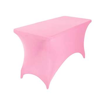 eccwai Spandex 4ft Waterproof Table Cover for Party,Wedding, Banquet, and Events(Pink)