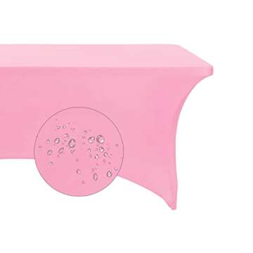 eccwai Spandex 4ft Waterproof Table Cover for Party,Wedding, Banquet, and Events(Pink)