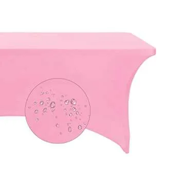 eccwai Spandex 4ft Waterproof Table Cover for Party,Wedding, Banquet, and Events(Pink)