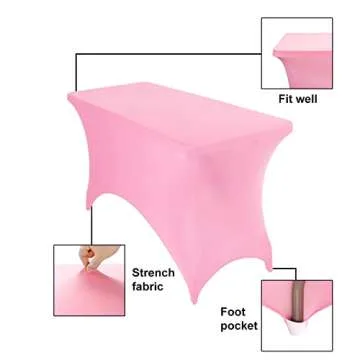 eccwai Spandex 4ft Waterproof Table Cover for Party,Wedding, Banquet, and Events(Pink)