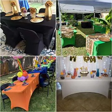 eccwai Spandex 4ft Waterproof Table Cover for Party,Wedding, Banquet, and Events(Pink)