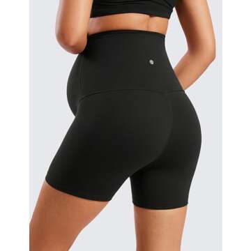 CRZ YOGA Womens Butterluxe Maternity Biker Shorts Over The Belly 4" - Pregnancy Yoga Workout Activew...
