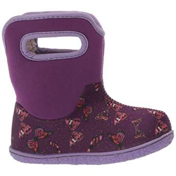 BOGS unisex child Baby Bogs Waterproof Snowboot Rain Boot, Butterflies-violet, 7 Infant US