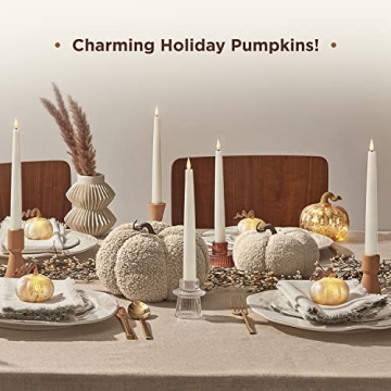 LampLust Fall Pumpkin Decor Set Sand Colored Faux Pumpkins