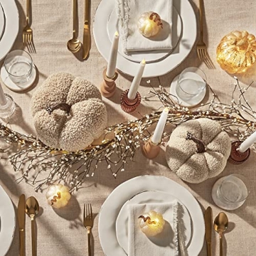 LampLust Fall Pumpkin Decor Set Sand Colored Faux Pumpkins