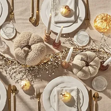 LampLust Fall Pumpkin Decor Set Sand Colored Faux Pumpkins